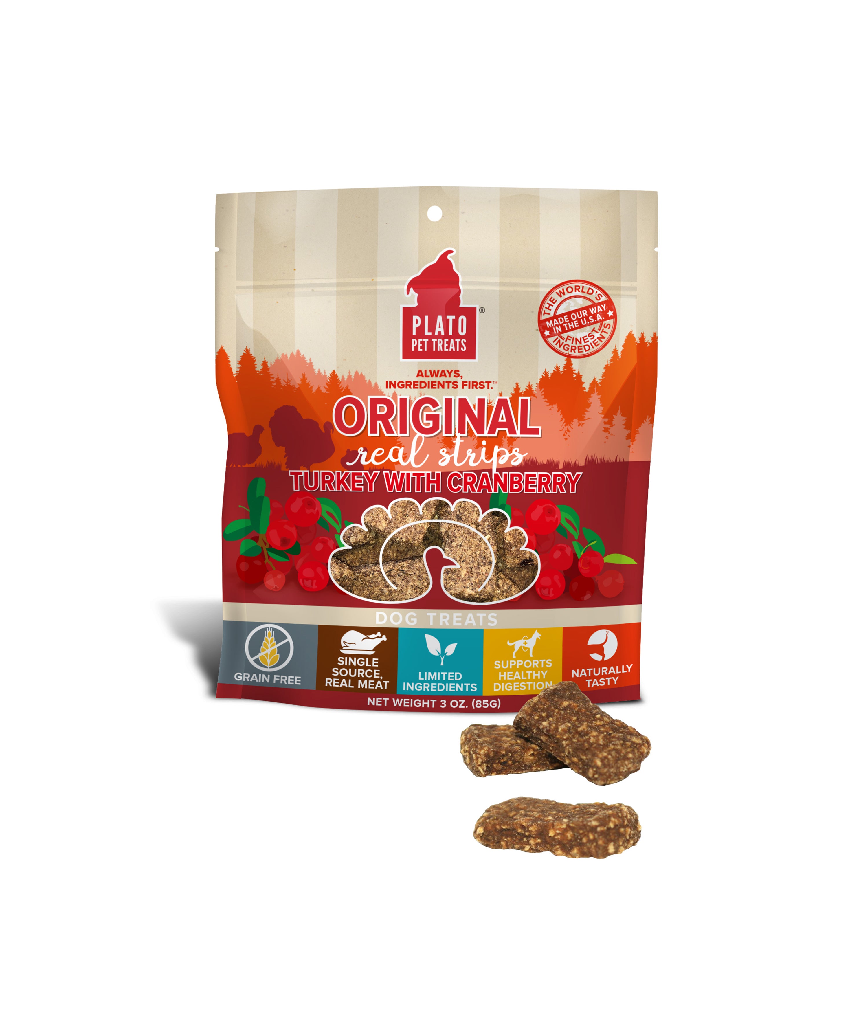 Plato Original Strips Grain Free Turkey Cranberry (85g)