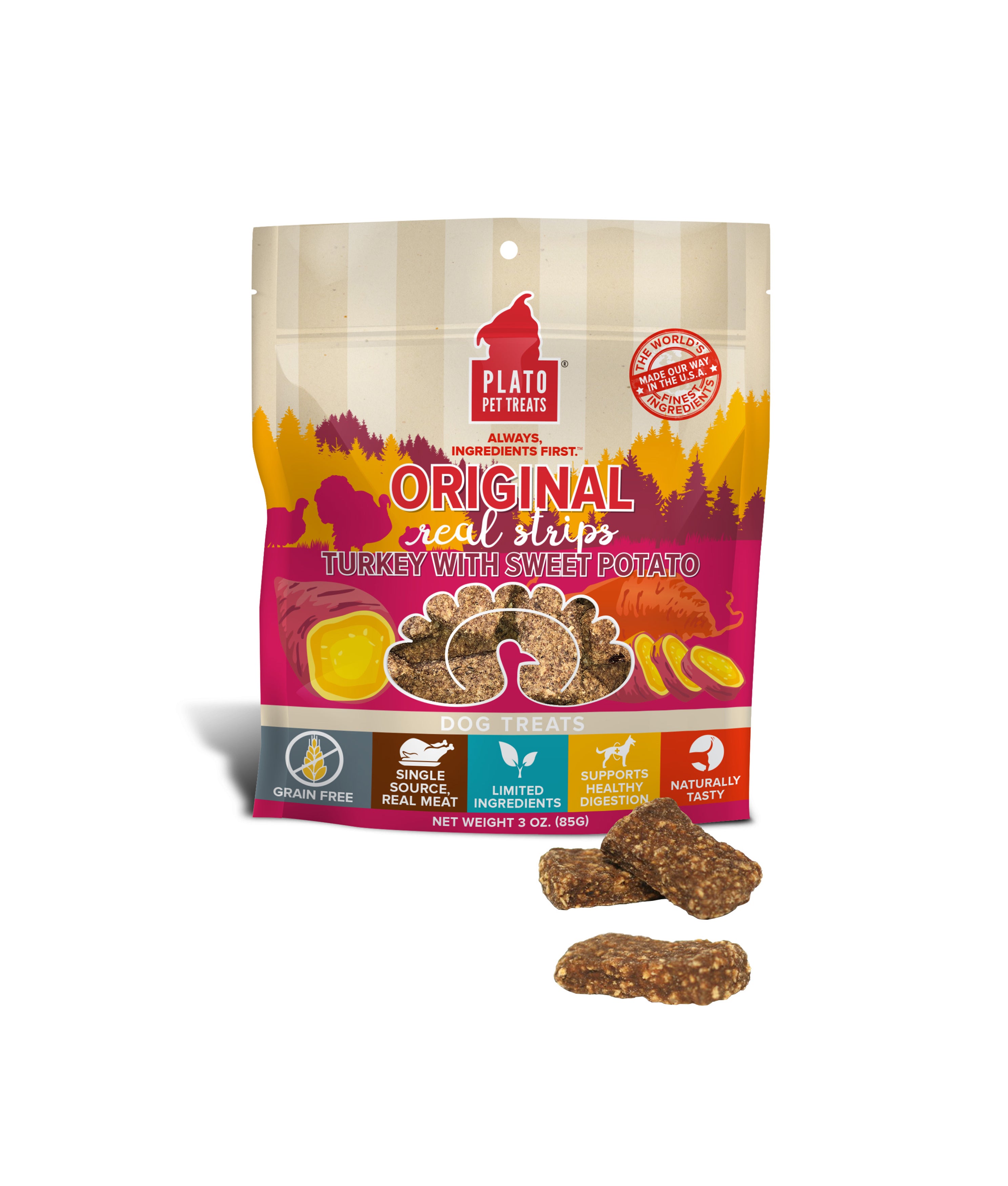Plato Original Strips Grain Free Turkey Sweet Potato (85g)