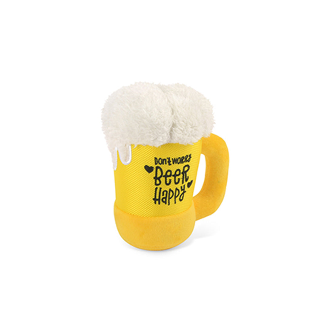 Clive & Bacon X P.L.A.Y. Squeaky Plush Dog Toys - Barking Beer