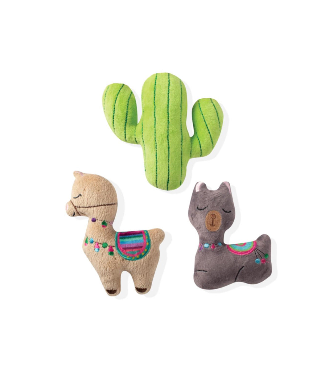 Fringe Studio Toy Box Mini Llama Cactus Squeaky Plush Toy