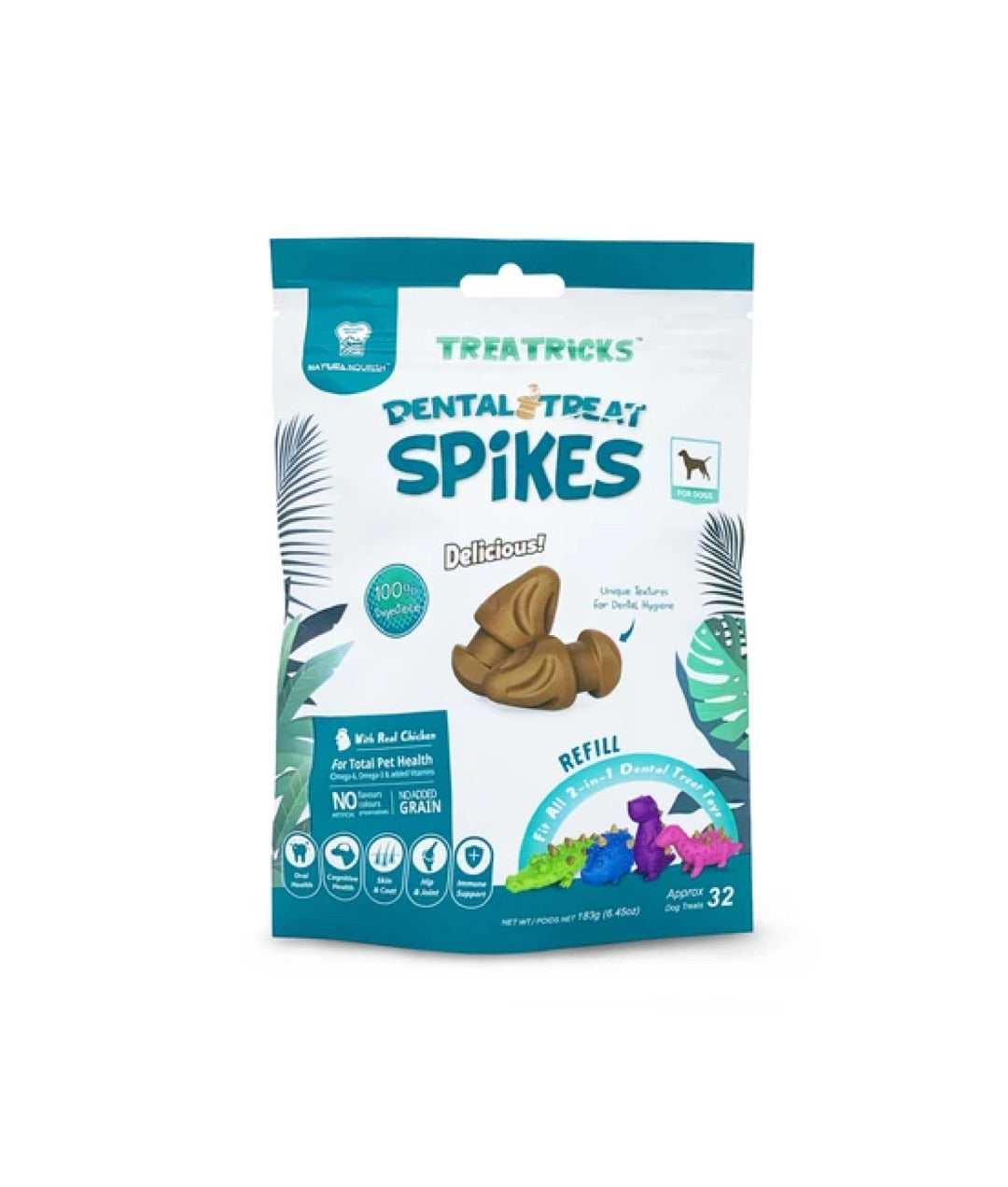 Natura Nourish Treatricks Spikes Chicken Grain-Free Dental Dog Chews (Refills) 183g