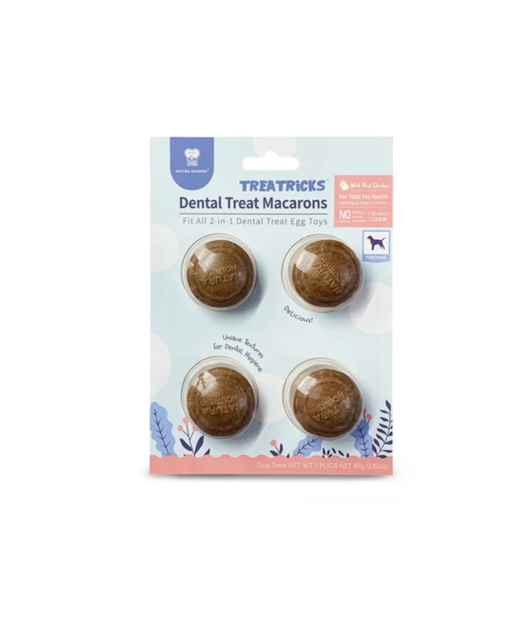 Natura Nourish Treatricks Chicken Grain-Free Dental Dog Chews (Macarons) 80g