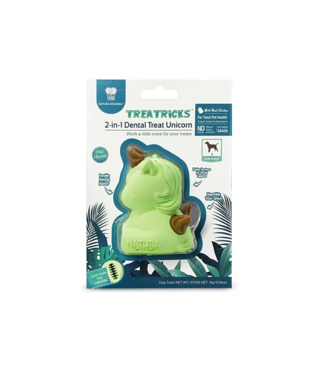 Natura Nourish Treatricks 2-in-1 Chicken Dental Chew Dog Toy (Baby Unicorn)