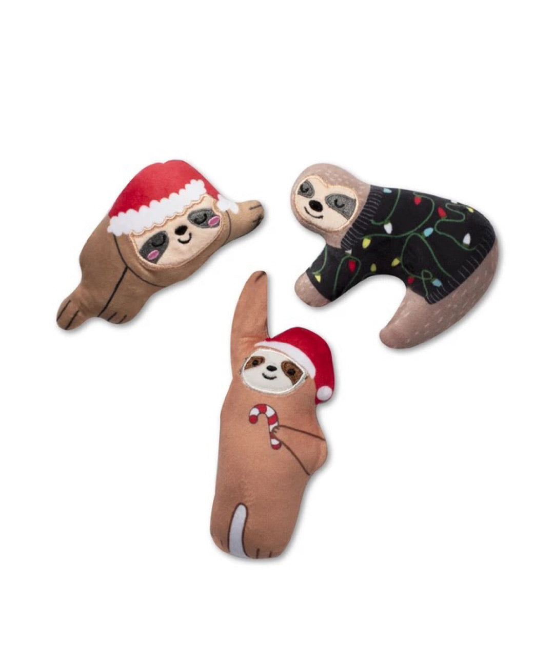 Fringe Studio Mini Christmas Sloths Plush Dog Toy