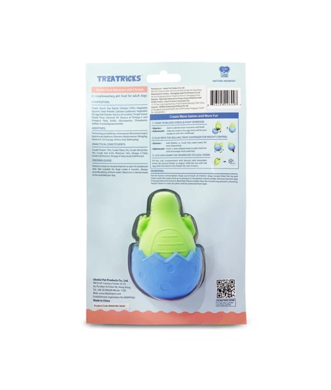 Natura Nourish Treatricks 2-in-1 Chicken Dental Chew Dog Toy (Gator Egg)