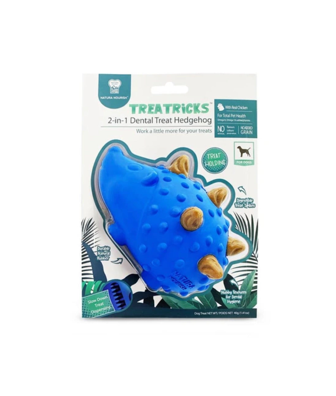 Natura Nourish Treatricks 2-in-1 Chicken Dental Chew Dog Toy (Hedgehog)