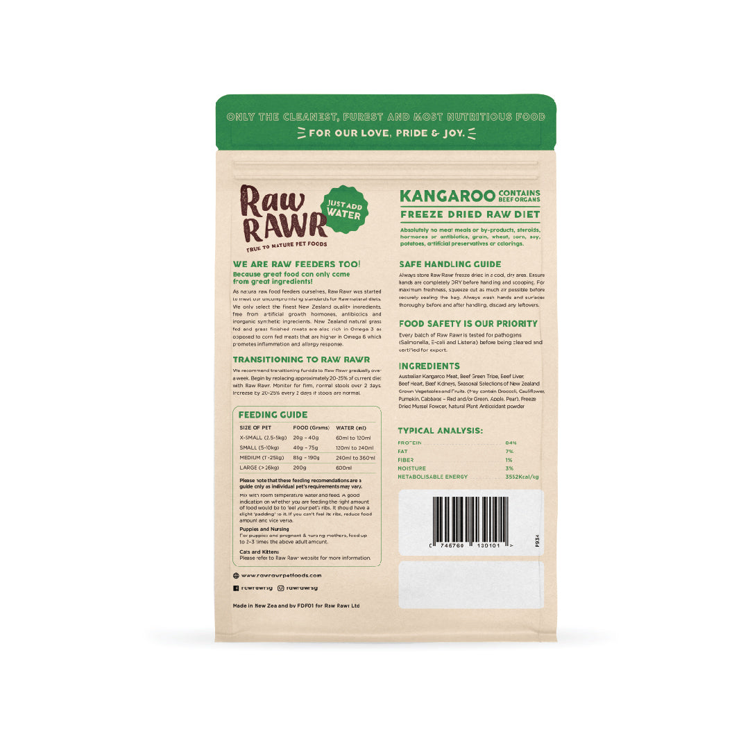 Raw Rawr Balanced Diet Kangaroo & Beef Freeze-Dried Raw Cat & Dog Food