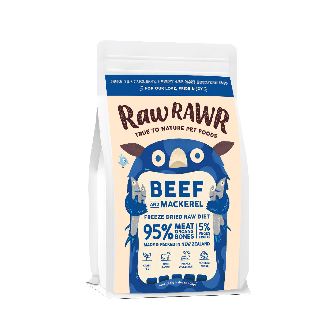 Raw Rawr Balanced Diet Beef & Mackerel Freeze-Dried Raw Cat & Dog Food