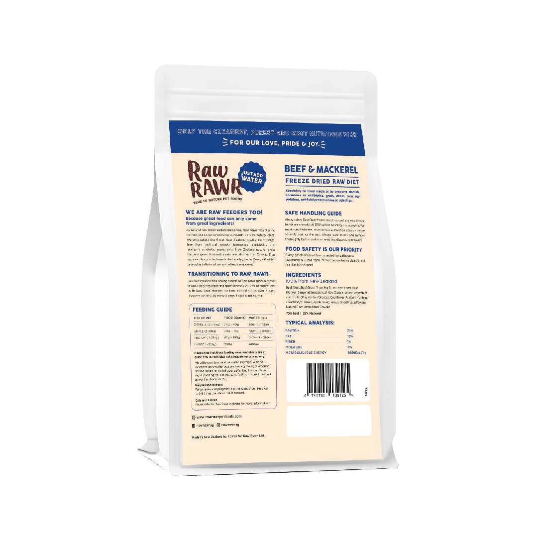 Raw Rawr Balanced Diet Beef & Mackerel Freeze-Dried Raw Cat & Dog Food