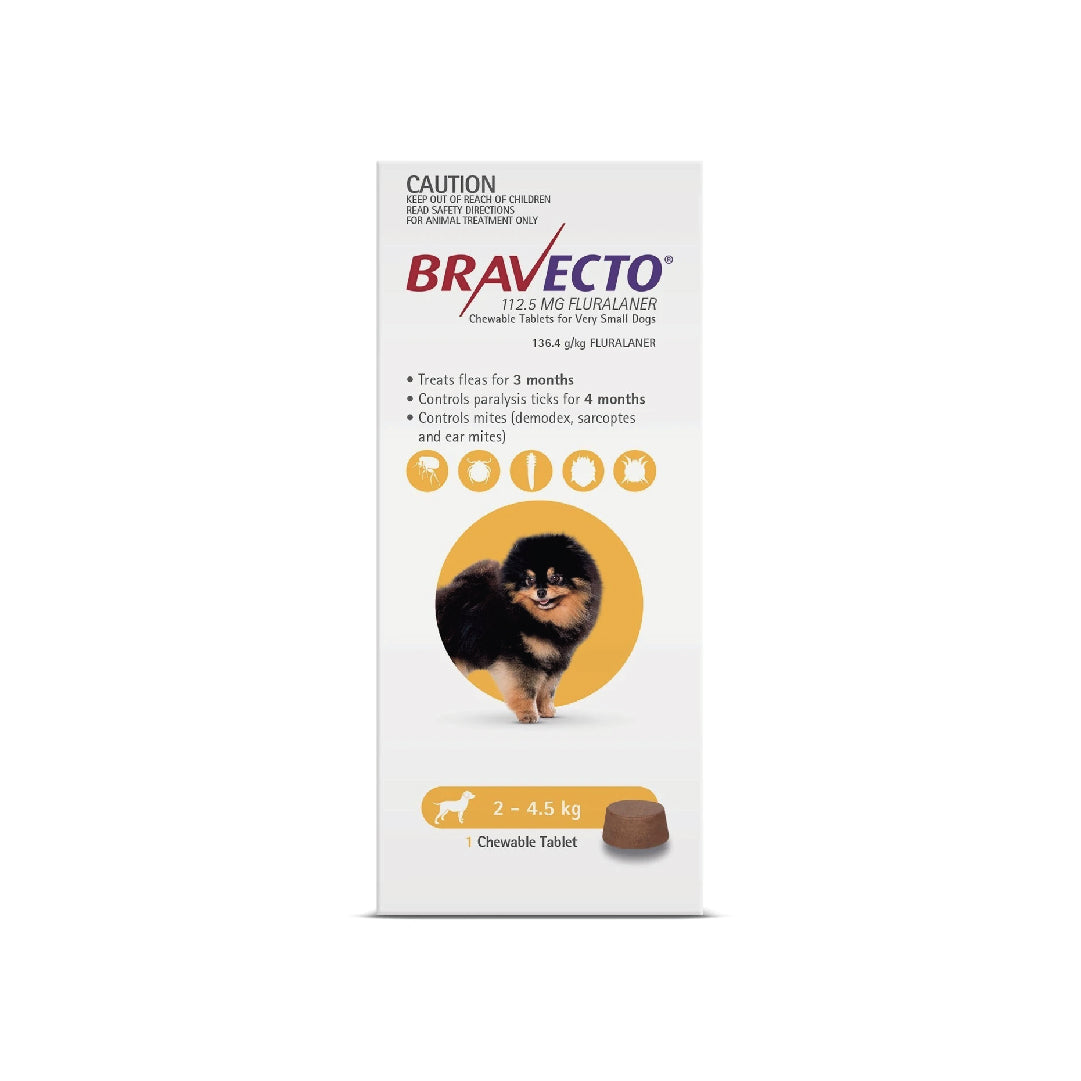 Bravecto Flea and Tick Chewable Tablet for Very Small Dogs (2kg - 4.5kg)