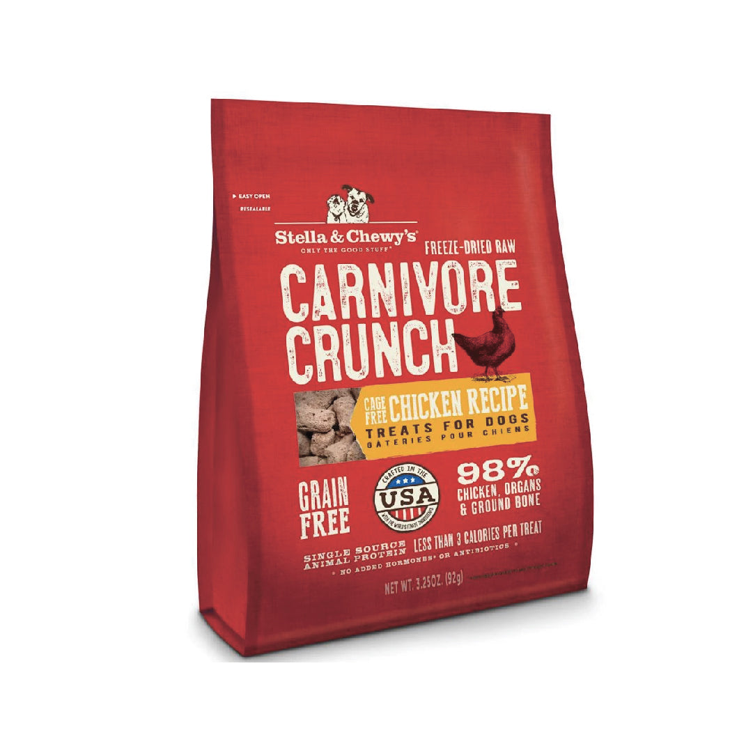 Stella & Chewy’s Carnivore Crunch Cage-Free Chicken Freeze-Dried Raw Dog Treats (3.25oz)