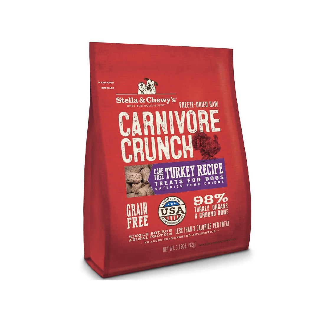 Stella & Chewy’s Carnivore Crunch Cage-Free Turkey Freeze-Dried Raw Dog Treats (3.25oz)