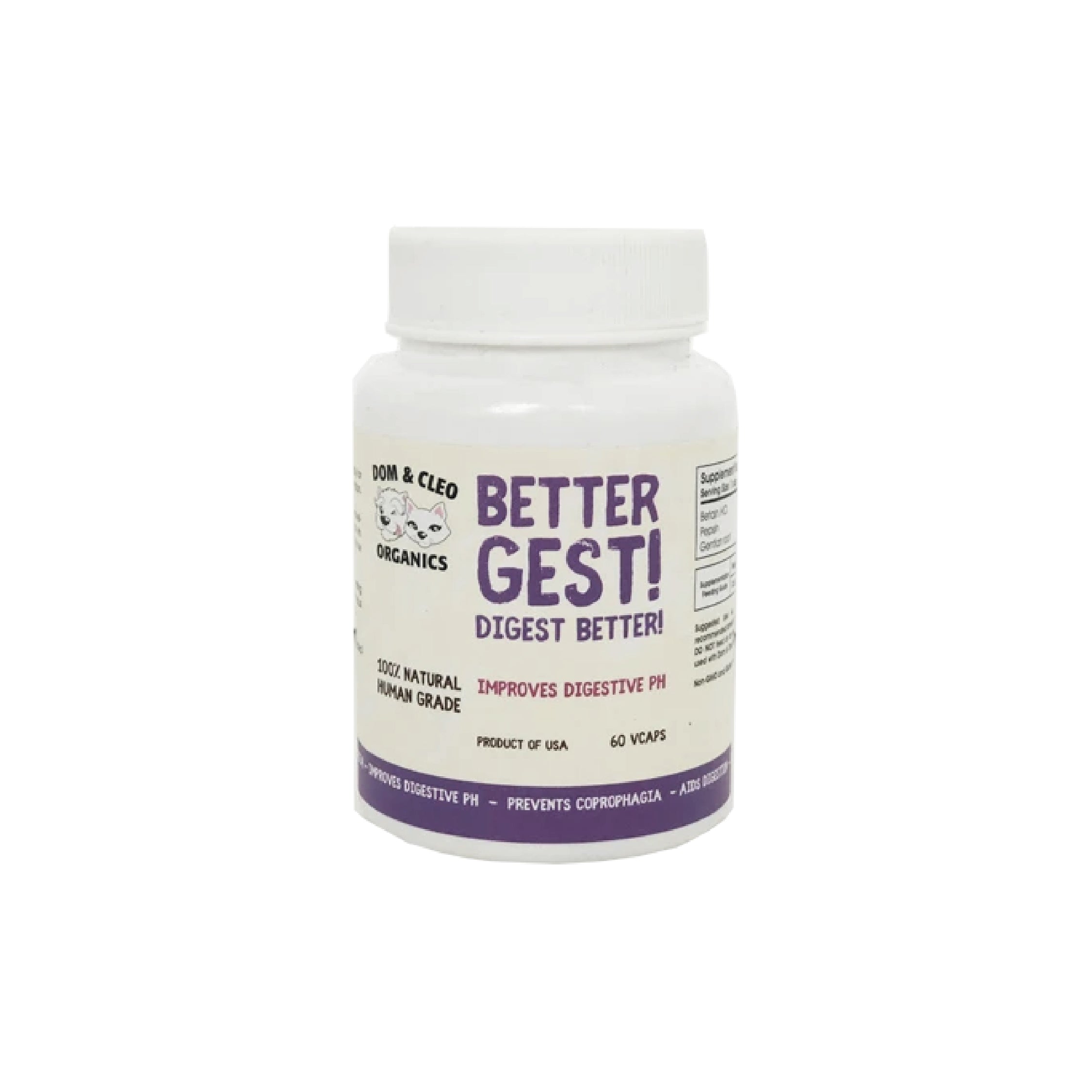 Dom & Cleo Organics BetterGest Pet Supplements (60caps)