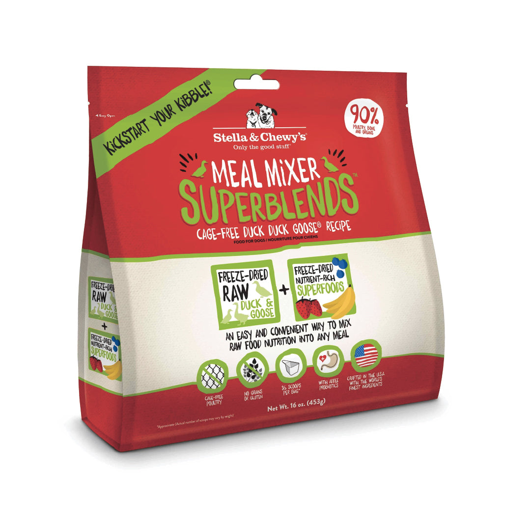 Stella & Chewy's Meal Mixer Superblends Duck Duck Goose Freeze-Dried Dog Food (16oz)