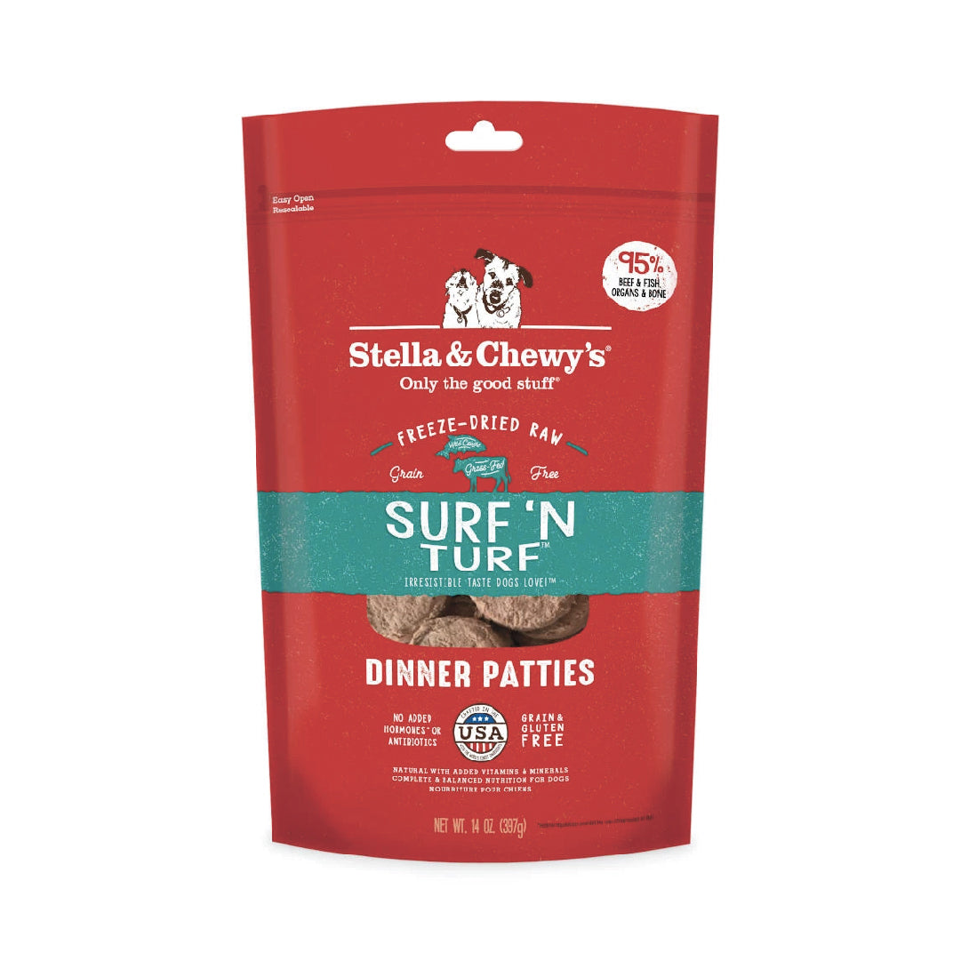 Stella & Chewy’s Surf ‘N Turf (Beef & Salmon) Dinner Patties Freeze-Dried Dog Food