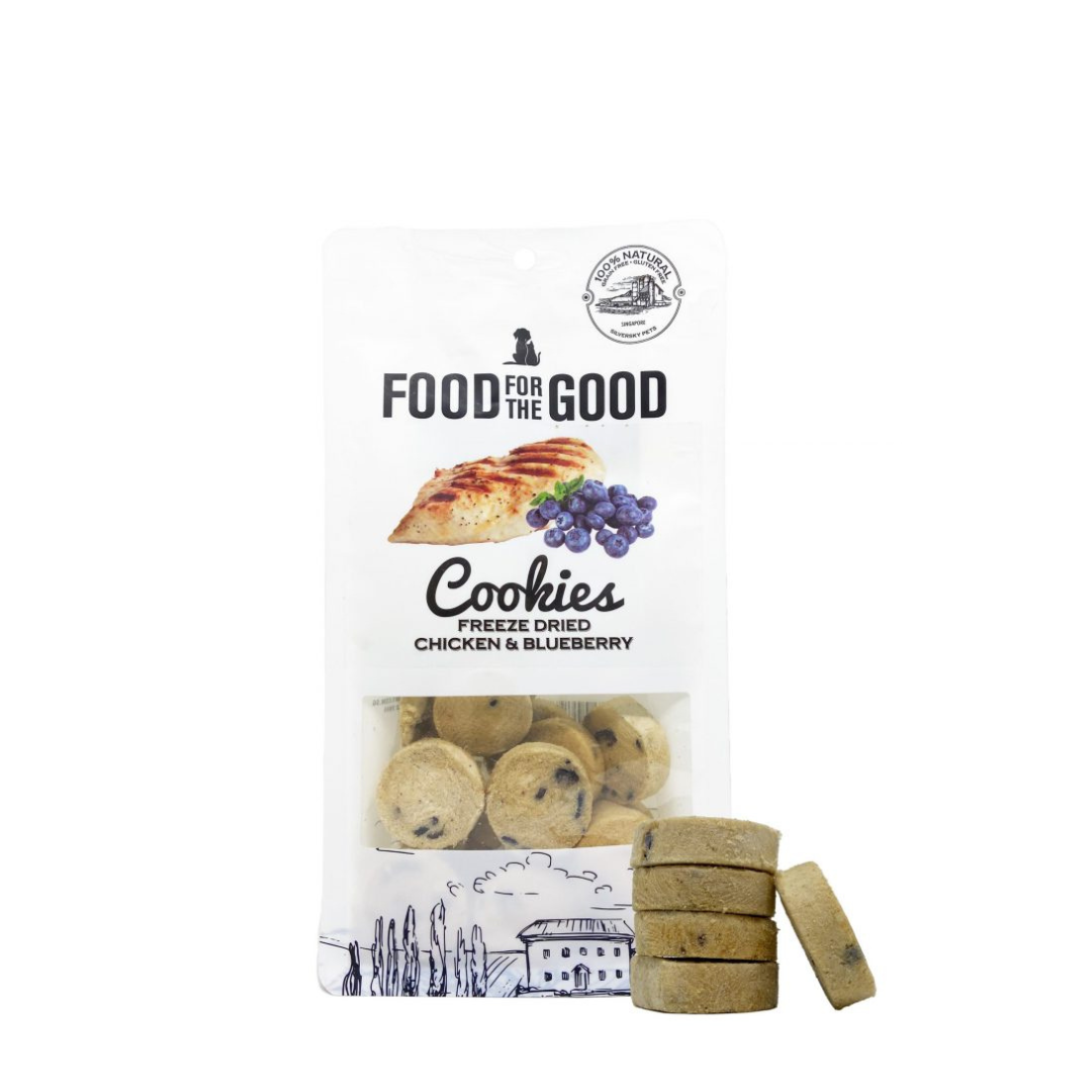 Food For The Good Freeze Dried Cat & Dog Treats - Chicken & Blueberry Cookies 70g