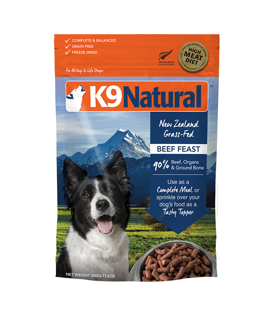 K9 Natural® Freeze-Dried Beef Feast Dog Food (500g)