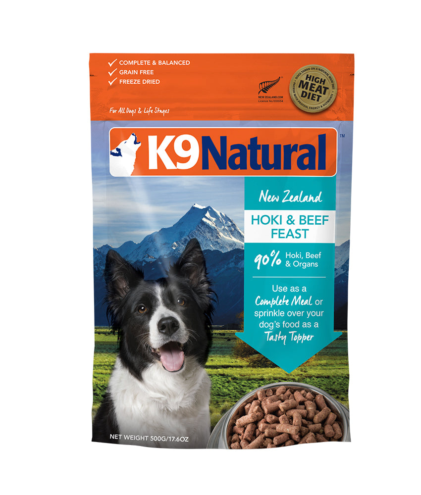 K9 Natural® Freeze-Dried Hoki & Beef Feast Dog Food (500g)
