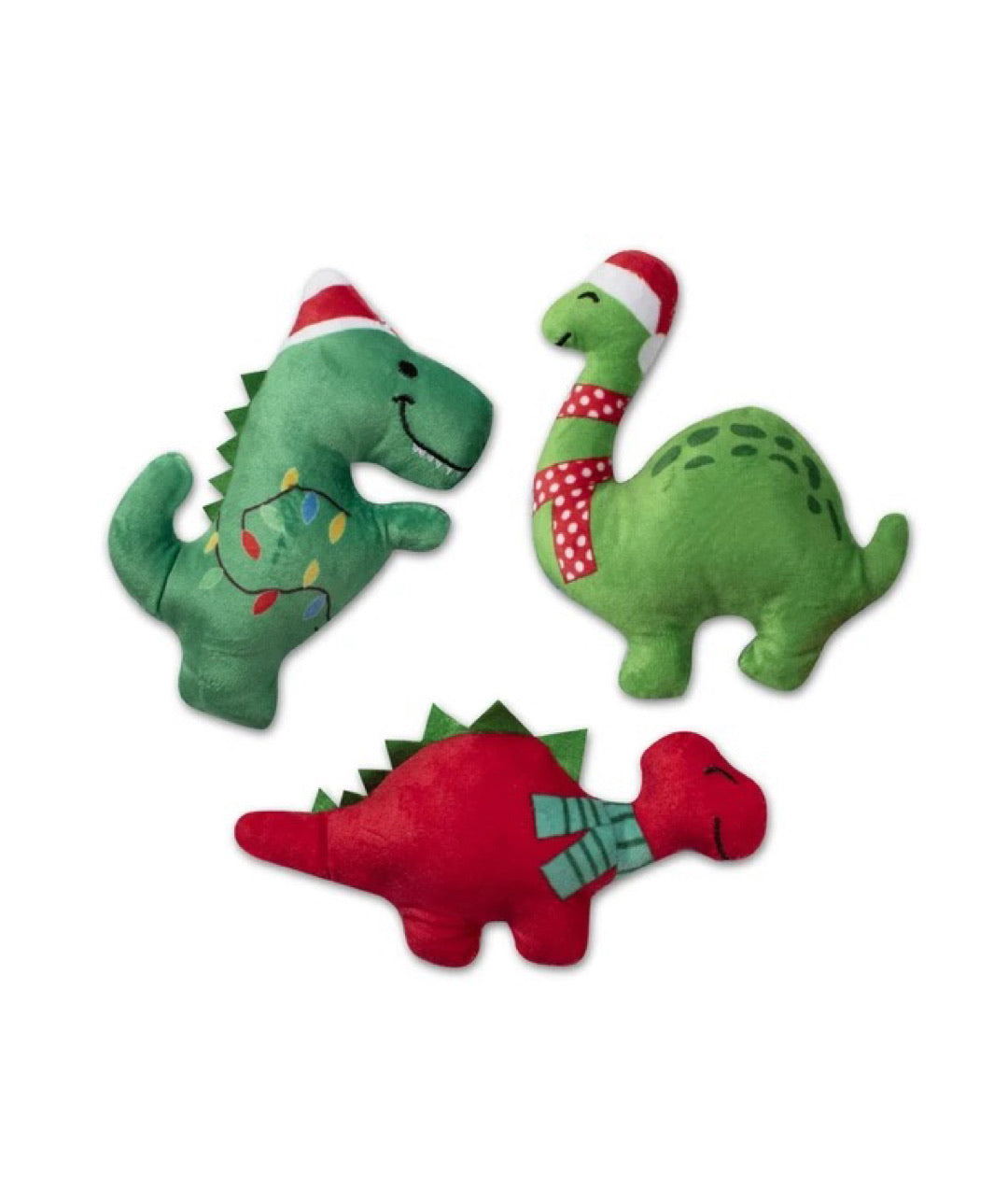 Fringe Studio Mini Christmas Dinos Plush Dog Toy
