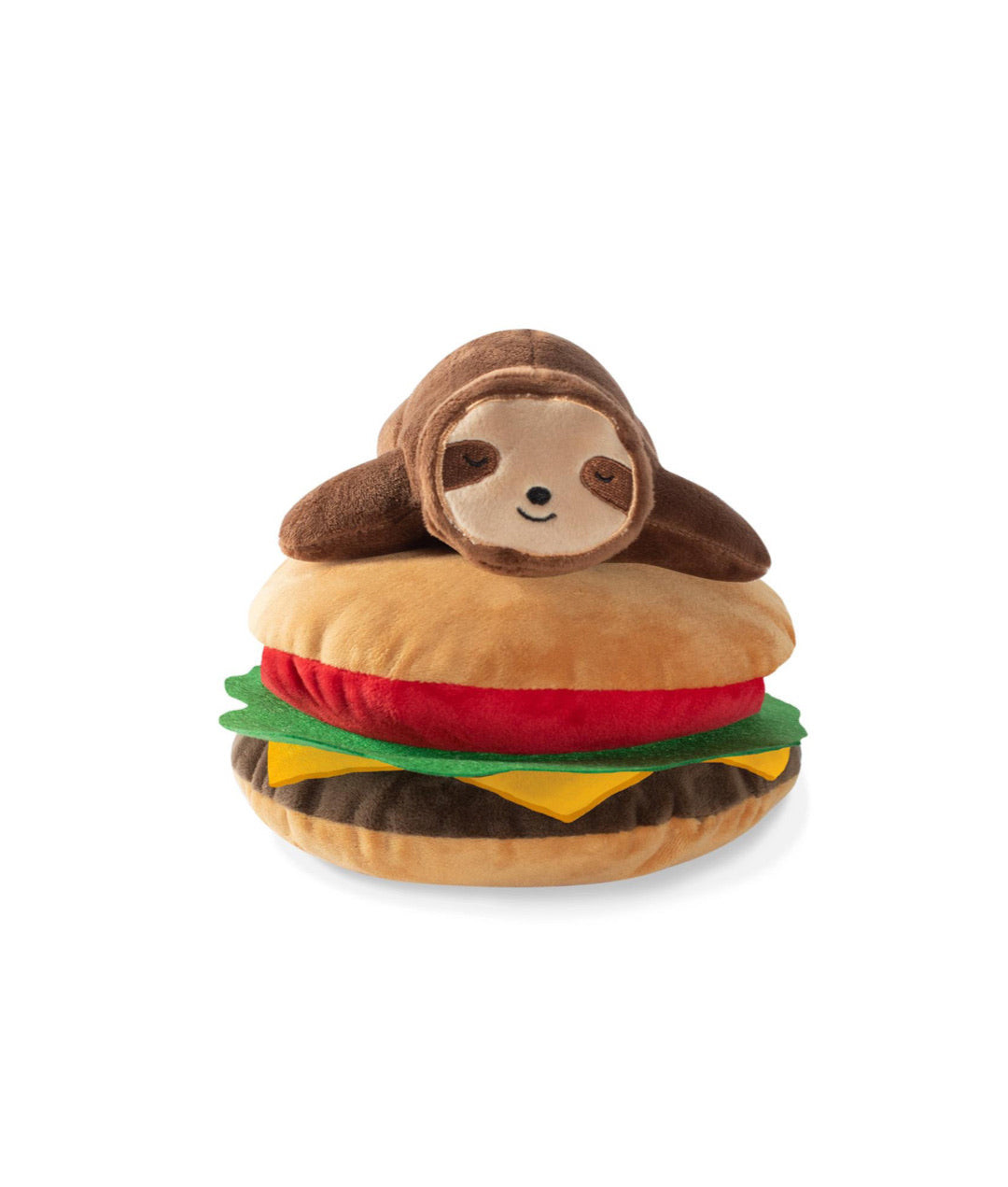 Fringe Studio Toy Box Sloth On A Hamburger Squeaky Plush Toy