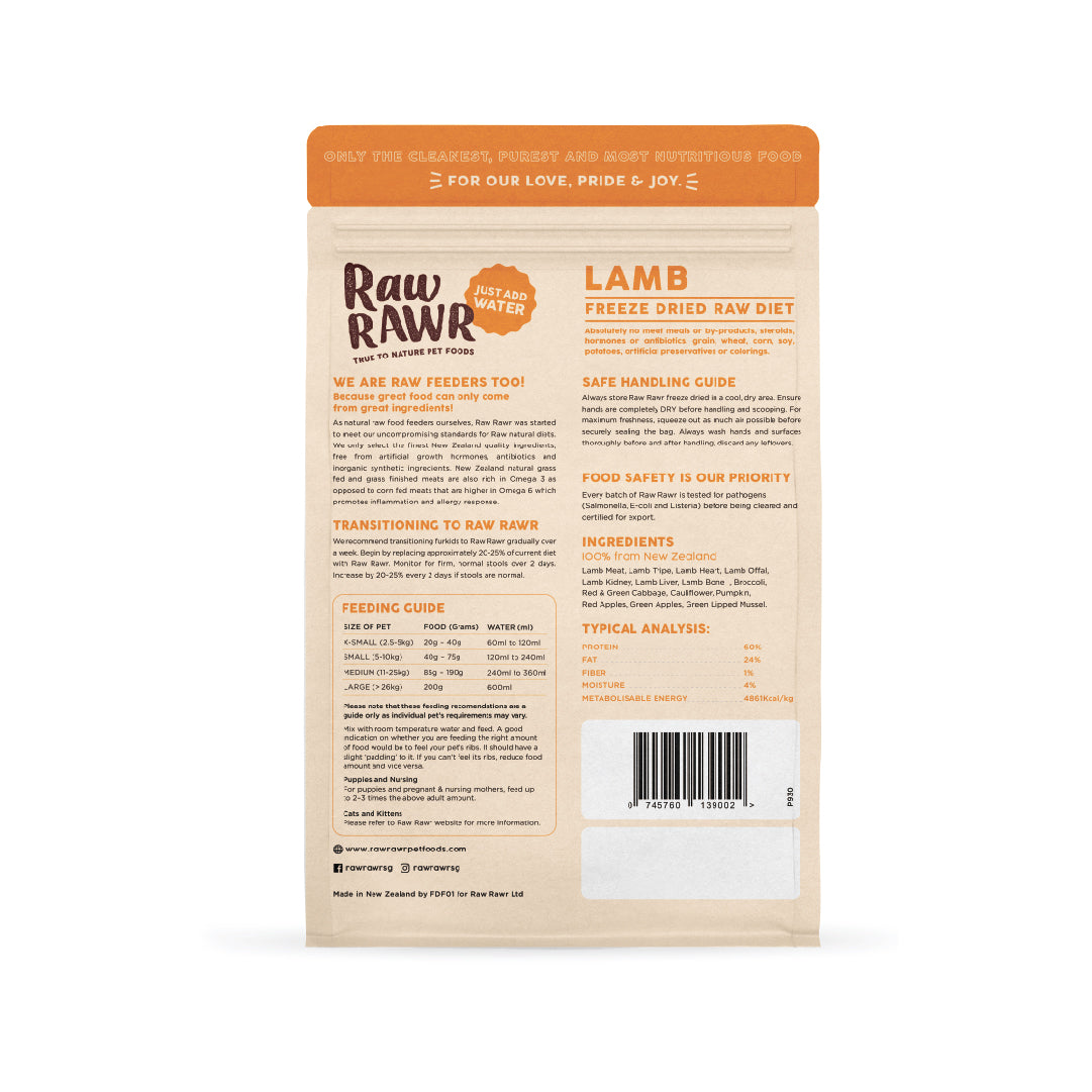 Raw Rawr Balanced Diet Lamb Freeze-Dried Raw Cat & Dog Food
