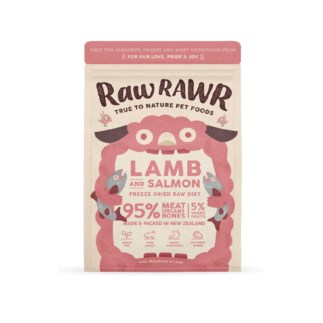 Raw Rawr Balanced Diet Lamb & Salmon Freeze-Dried Raw Cat & Dog Food