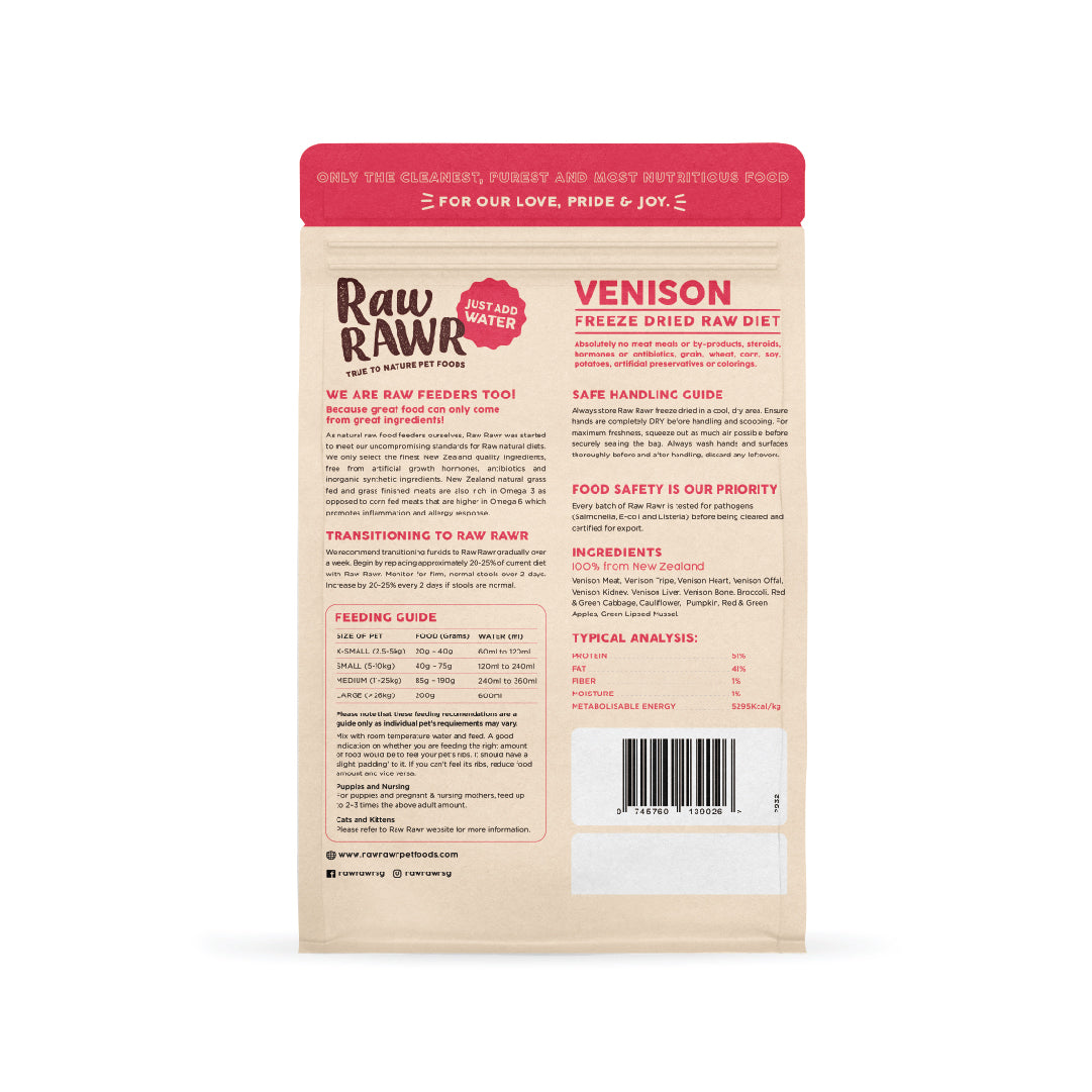 Raw Rawr Balanced Diet Venison Freeze-Dried Raw Cat & Dog Food