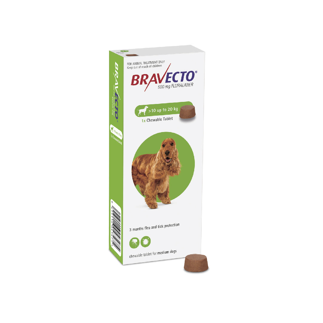 Bravecto Flea and Tick Chewable Tablet for Medium Dogs (10kg to 20kg)