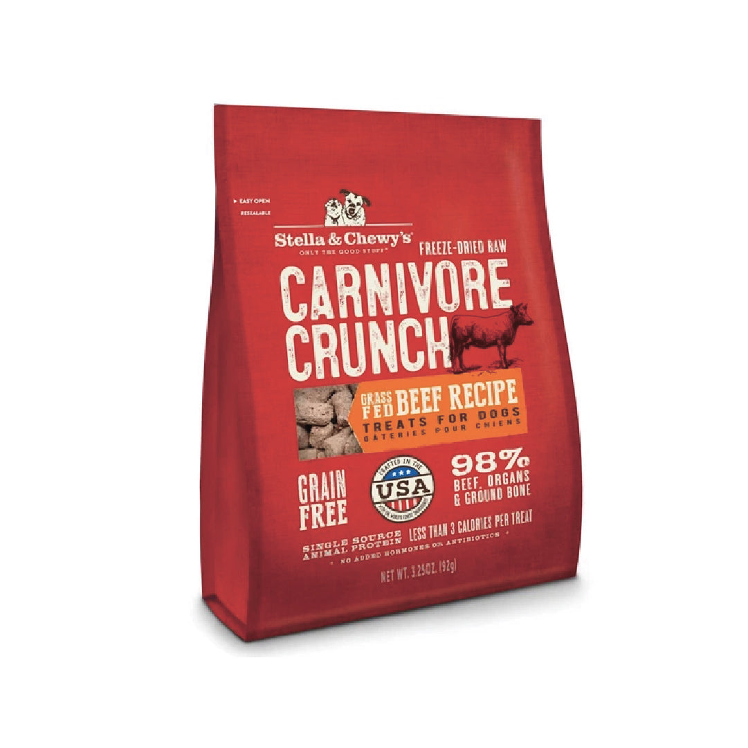 Stella & Chewy’s Carnivore Crunch Grass-Fed Beef Freeze-Dried Raw Dog Treats (3.25oz)