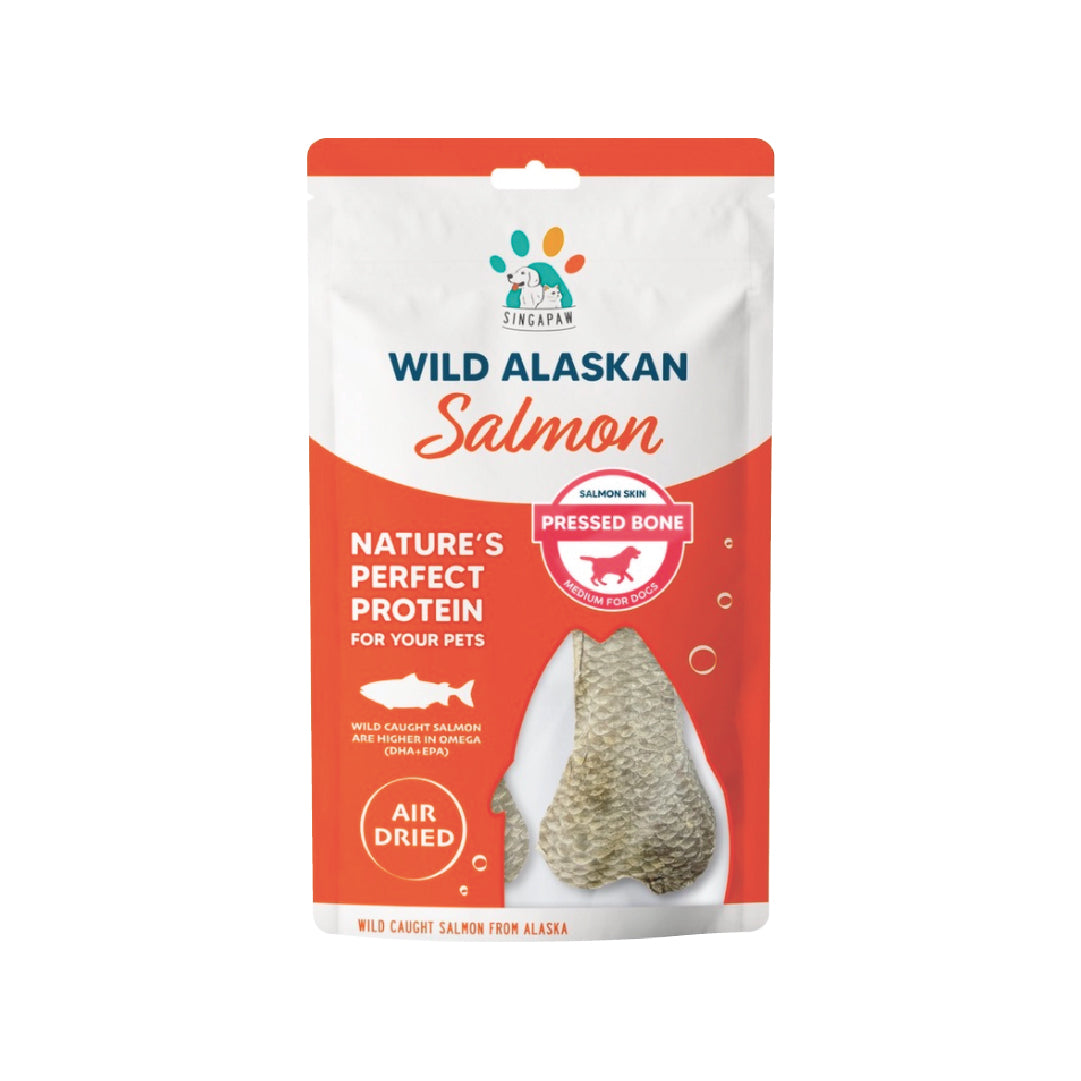 Singapaw Wild Alaskan Salmon Skin Pressed Bone Dog Treat