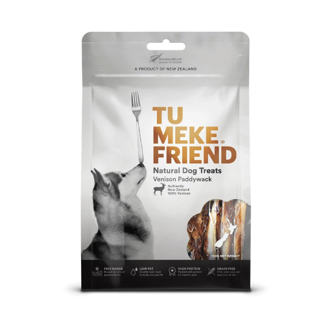 Tu Meke Friend Air Dried Venison Paddywack Dog Treats (100g)