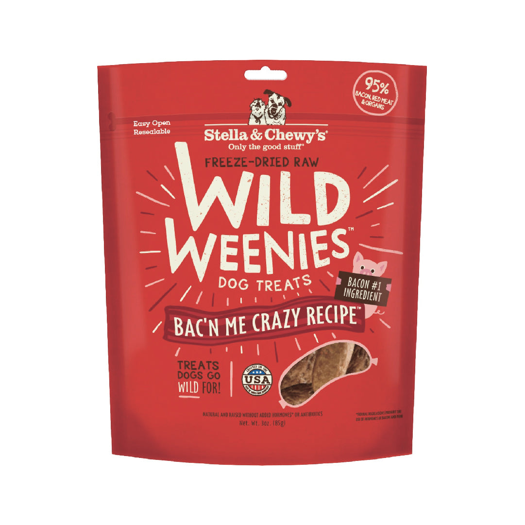 Stella & Chewy’s Wild Weenies Bac’n Me Crazy Recipe Grain Free Freeze-Dried Raw Dog Treats (3.25oz)