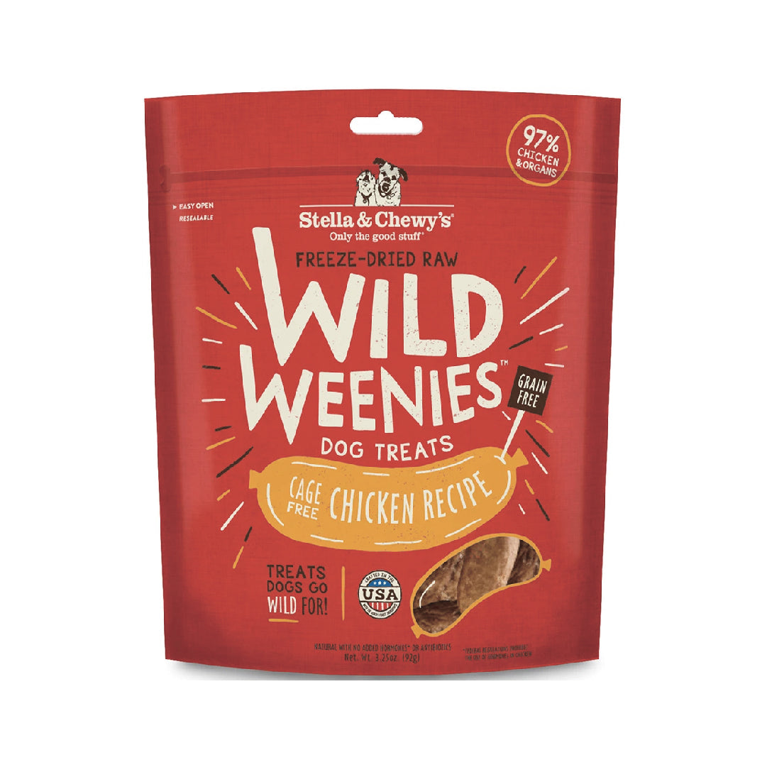 Stella & Chewy’s Wild Weenies Chicken Recipe Grain Free Freeze-Dried Raw Dog Treats (3.25oz)