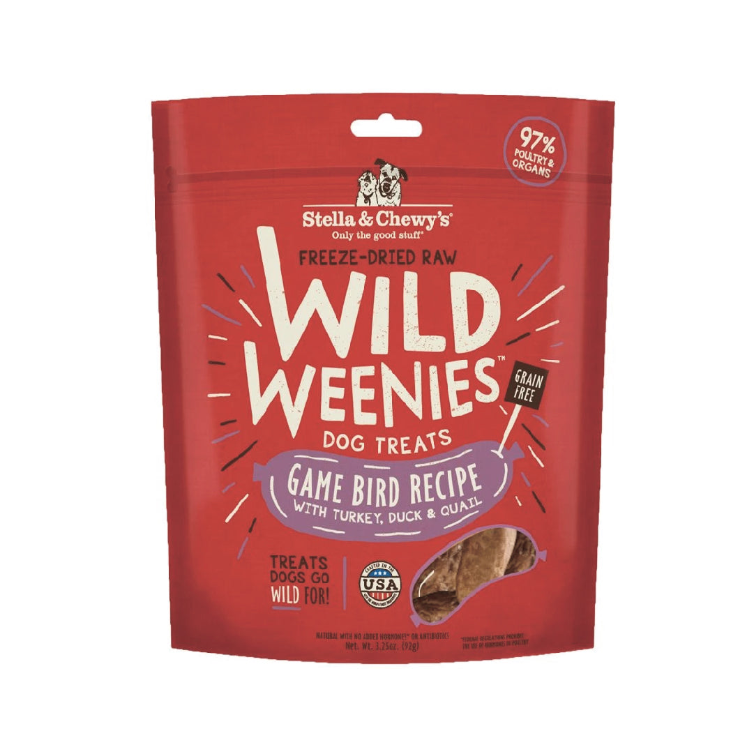 Stella & Chewy’s Wild Weenies Game Bird Recipe Grain Free Freeze-Dried Raw Dog Treats (3.25oz)