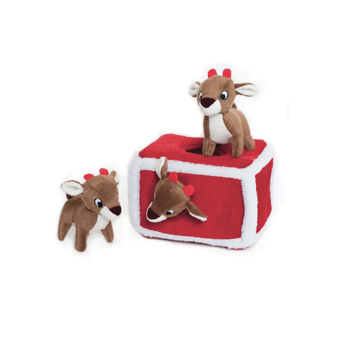 Zippypaws Holiday Burrow - Reindeer Pen Dog Toy